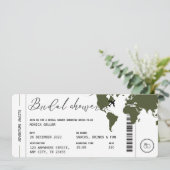 ボーディングパストラベルテーマのブライダルシャワーオリーブ 招待状 (スタンド正面)