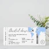 ボーディングパストラベルブライダルシャワーベビーブルー 招待状 (スタンド正面)