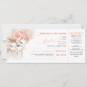 ボーディングパストロピカルフローラブライダルシャワーチケット 招待状 (正面)