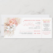 ボーディングパストロピカルフローラ誕生日チケットインヴィ 招待状 (正面)