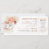 ボーディングパストロピカルフローラ誕生日チケット 招待状 (正面)