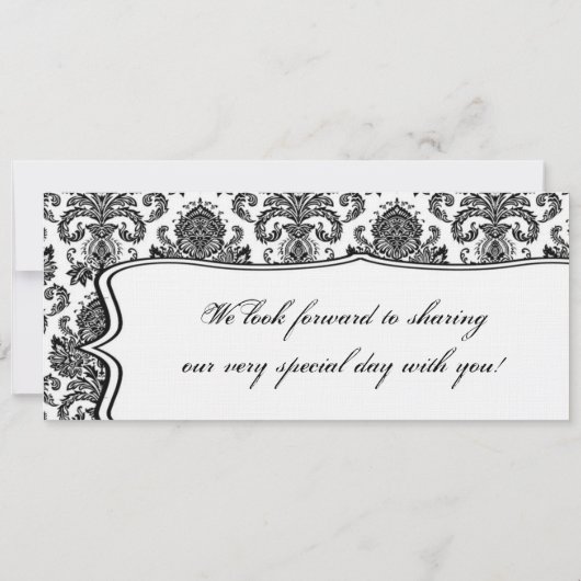 ボーディングパスリネン結婚式招待状ダマスクピンク 招待状 (裏面)