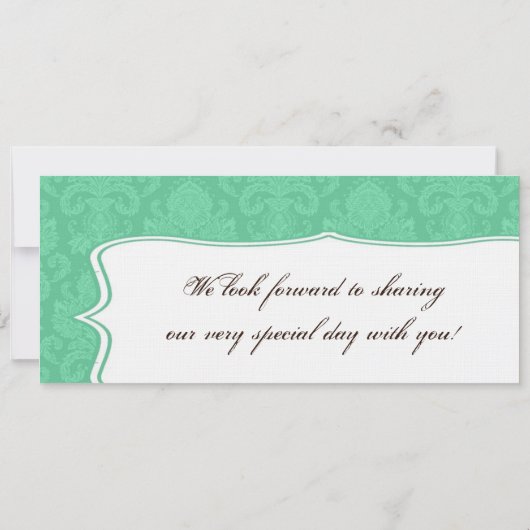 ボーディングパスリネン結婚式招待状ダマスクミント 招待状 (裏面)