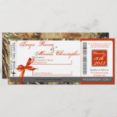 ボーディングパスリネン結婚式招待状ハンターズカム 招待状 (正面/裏面)