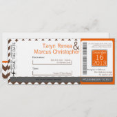 ボーディングパスリネン結婚式招待状ブラウンシェファー 招待状 (正面/裏面)