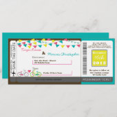 ボーディングパスリネン結婚式招待状ラブバイク 招待状 (正面/裏面)