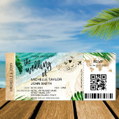 ボーディングパスワールドマップアイランドビーチRSVP QRコード 招待状