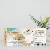 ボーディングパスワールドマップメキシコビーチRSVP 招待状 (スタンド正面)