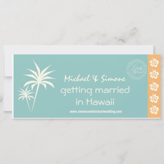ボーディングパス結婚式招待状ターコイズオレンジ 招待状 (裏面)