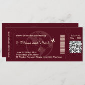 ボーディングパス結婚式招待状 – ブルゴーニュ&チャム (正面/裏面)