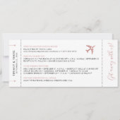 ボーディングパス飛行機チケットピンク結婚式招待状 招待状 (裏面)