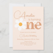 ボーデイジーフォトファースト誕生日ガール 招待状 (正面)