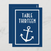 ボートいかりテーブル番号(濃い青/白) ポストカード (正面/裏面)