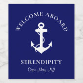 ボートいかりネイビーパーソナライズされた ワインラベル (シングルラベル)