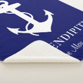 ボートいかりネイビーブルーパーソナライズされた シェルパブランケット (3/4)