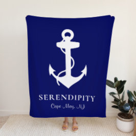 ボートいかりネイビーブルーパーソナライズされた シェルパブランケット