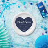 ボートいかりネイビーブルーホワイト航海のブライダルシャワー ペーパープレート (パーティー)