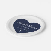 ボートいかりネイビーブルーホワイト航海のブライダルシャワー ペーパープレート (アングル)