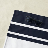 ボートいかりネイビーブルーボートカスタム ビーチタオル (インサイチュ)