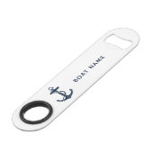 ボートいかりネイビーブルー航海のネームカスタム スピード栓抜き (正面アングル)