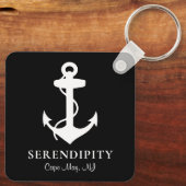 ボートいかりパーソナライズされたブラック キーホルダー (裏面)