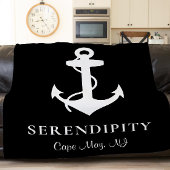 ボートいかりパーソナライズされたブラック シェルパブランケット