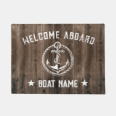 ボートいかり航海のヴィンテージウッドウェルカムクアボード ドアマット (正面)