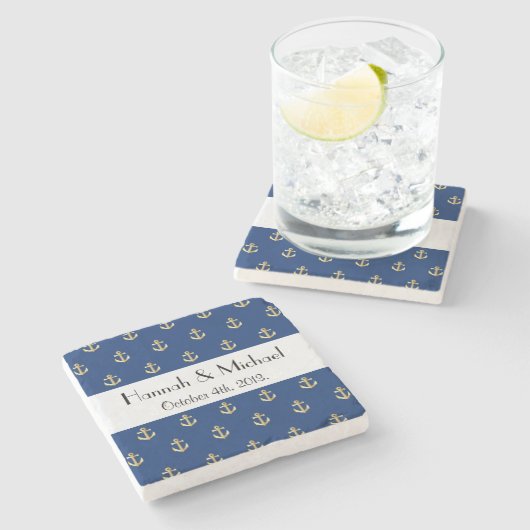 ボートいかり、船舶いかり、海いかり結婚、 ストーンコースター (横)