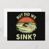 ボートおもしろいが、私たちは男性の女性モーターボートをシンクした シーズンポストカード (正面/裏面)