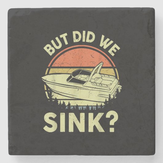 ボートおもしろいが、私たちは男性の女性モーターボートをシンクした ストーンコースター (正面)