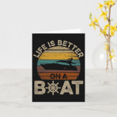 ボートおもしろいでレトロギフト人生が良い カード (黄色い花)