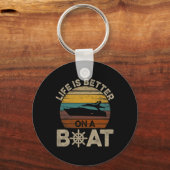 ボートおもしろいでレトロギフト人生が良い キーホルダー (正面)