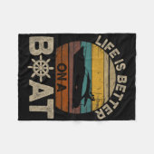 ボートおもしろいでレトロギフト人生が良い フリースブランケット (正面(横))