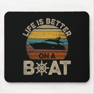 ボートおもしろいでレトロギフト人生が良い マウスパッド
