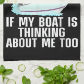 ボートおもしろいアート女子男性へボート水上船ボー キッチンタオル (折り畳み)