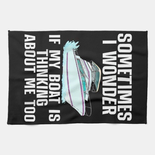 ボートおもしろいアート女子男性へボート水上船ボー キッチンタオル (横)