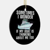 ボートおもしろいアート女子男性へボート水上船ボー セラミックオーナメント (右)