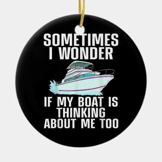 ボートおもしろいアート女子男性へボート水上船ボー セラミックオーナメント (正面)