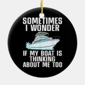 ボートおもしろいアート女子男性へボート水上船ボー セラミックオーナメント (裏面)