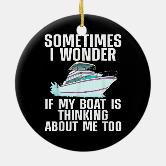 ボートおもしろいアート女子男性へボート水上船ボー セラミックオーナメント (裏面)