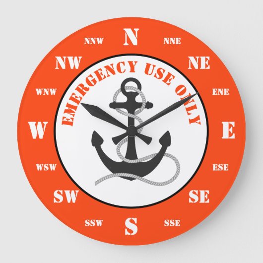 ボートおもしろいライフリングブイ ラージ壁時計 (正面)