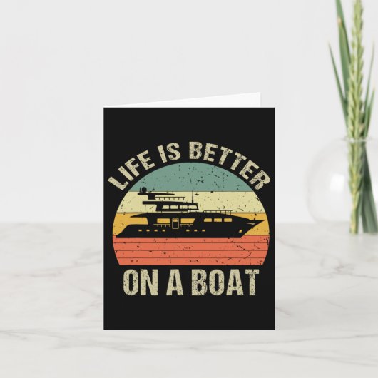 ボートおもしろい服レトロライフBetter On A Boat C カード (正面)