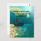 ボートが付いている旅行の引用文のビクトリア景色の港 ポストカード (正面/裏面)