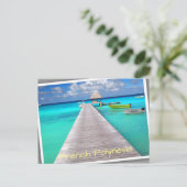 ボートが停泊するトロピカルラグーンの桟橋 ポストカード (スタンド正面)