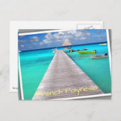 ボートが停泊するトロピカルラグーンの桟橋 ポストカード (正面/裏面)