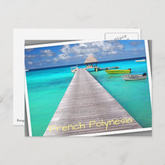 ボートが停泊するトロピカルラグーンの桟橋 ポストカード (正面/裏面)