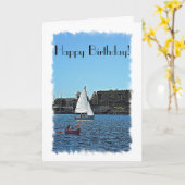 ボートでの乱雑誕生日カード カード (黄色い花)
