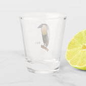 ボートでハサギの鳥の漫画イラストレーション ショットグラス (裏面)