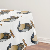 ボートでハサギの鳥の漫画イラストレーション テーブルクロス (インサイチュ)