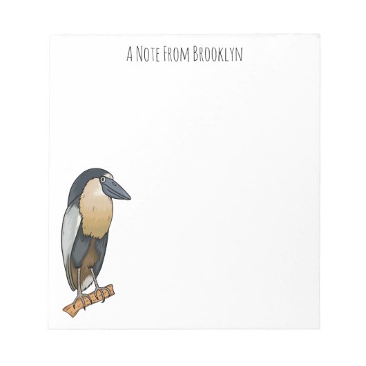 ボートでハサギの鳥の漫画イラストレーション ノートパッド (正面)